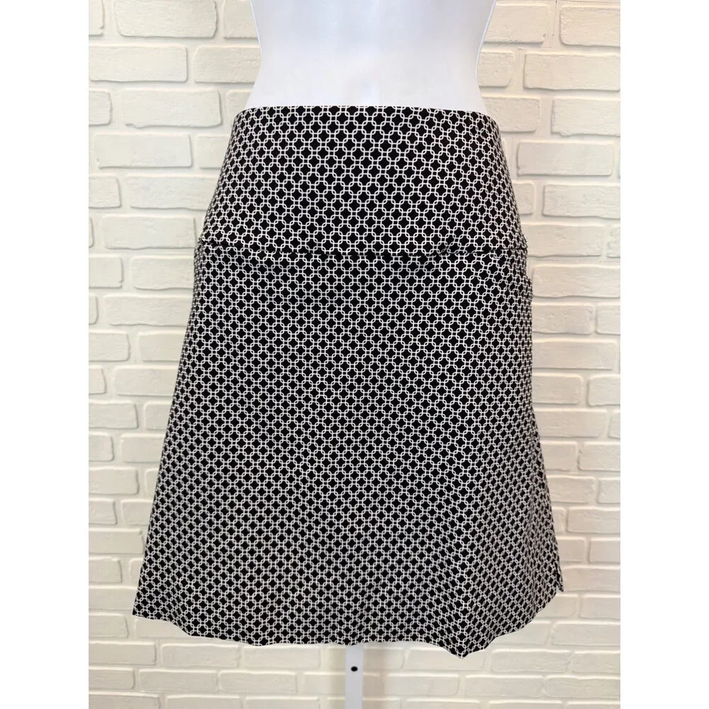 Geometric Print Skort Black White A-Line XL